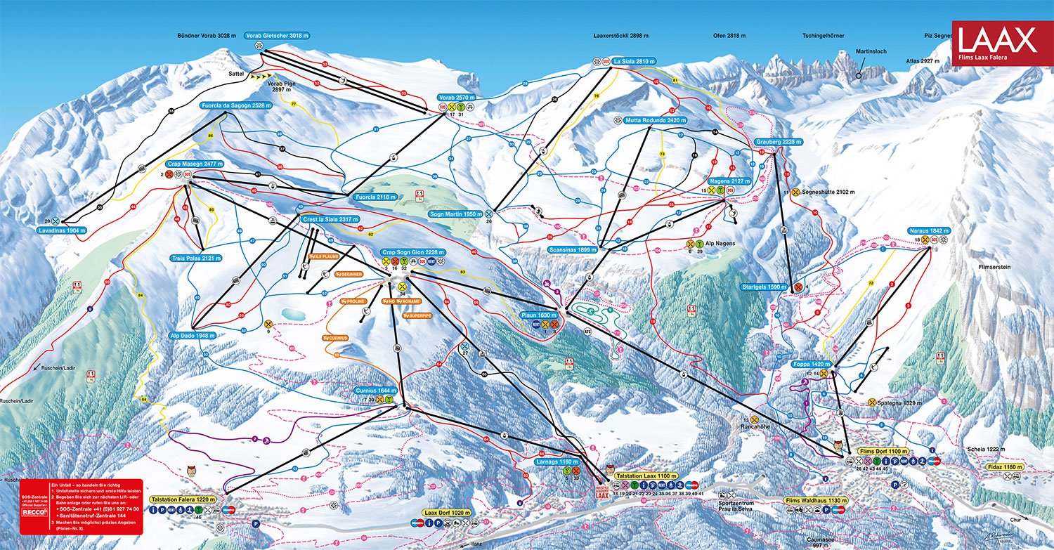 flims-laax-falera Piste Map