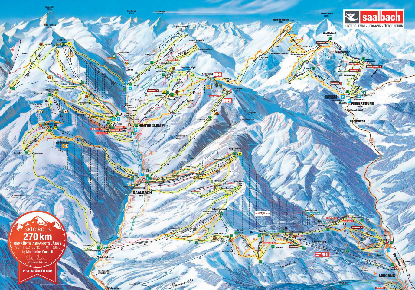 saalbach-hinterglemm-leogang Piste Map