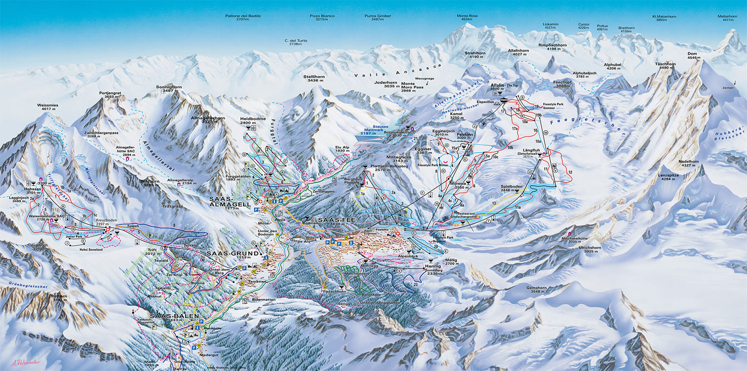 saas-fee Piste Map